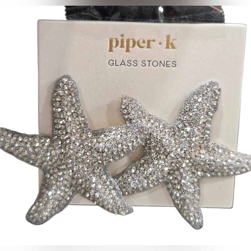 🤍▪️Piper-K ▪️Silver Glass Stones  Starfish Stud  Earrings